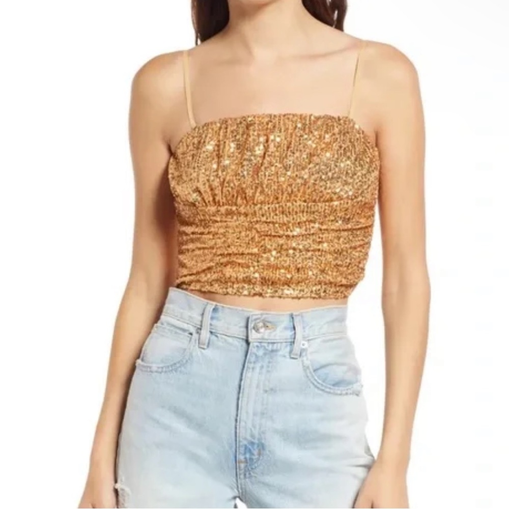 FREE PEOPLE Mini Sequin Top